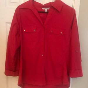 Women’s dark pink button up shirt